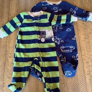 2 Baby Boy Long Sleeve Sleepers. Super cute, comfortable, & soft 💙🧸